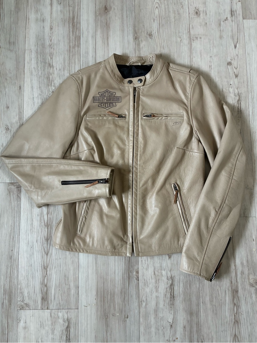 Harley-Davidson Women’s Cream Beige Leather Jacket